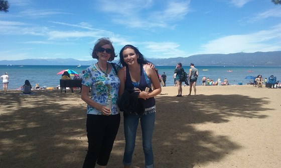 Gill and Grandaughter Mia beside Lake Tahoe