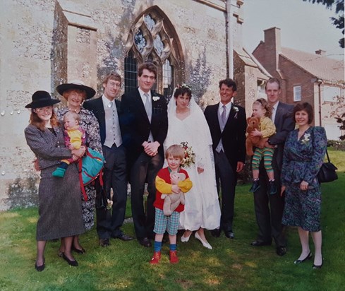 At Andy and Caroline's wedding, 1992