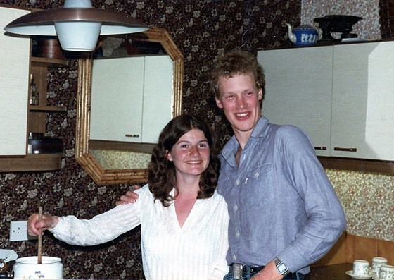 Fondue night at Sue's parents - a wonderful hostess as always - summer 1981