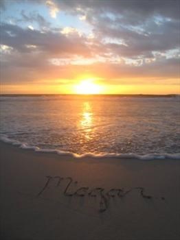 Megan's name in sand
