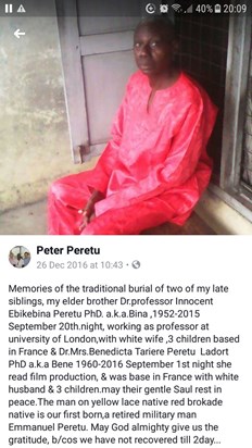 Peter peretu at Ebeke and Benes Nigerian funeral