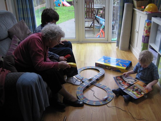 Playing Scalextric with the boys!
