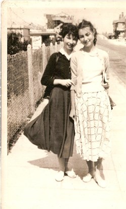 Rita and Mary in Rhyl, c1951