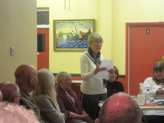 Mum strutting her stuff with the Kidsgrove writers group, 2014