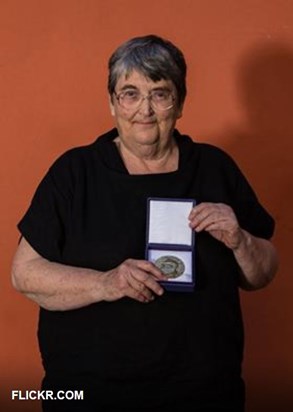 Caroline & the ICAN medal for the 2017 Nobel Peace Prize