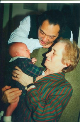 Basil with Teresa and first grandchild, Mara (December 1998)