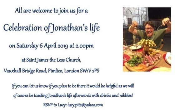 Invitation to Celebration of Jonathan's Life