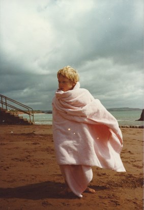 Jonathan on Dawlish beach 1979