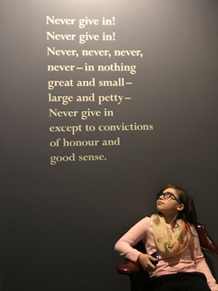 My daughter at the Churchill Museum in MO last year. We had planned to meet  Jonathan that day.