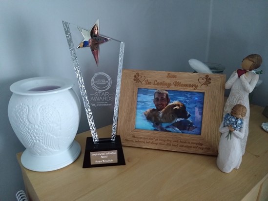 My award pride of place next to Joel.