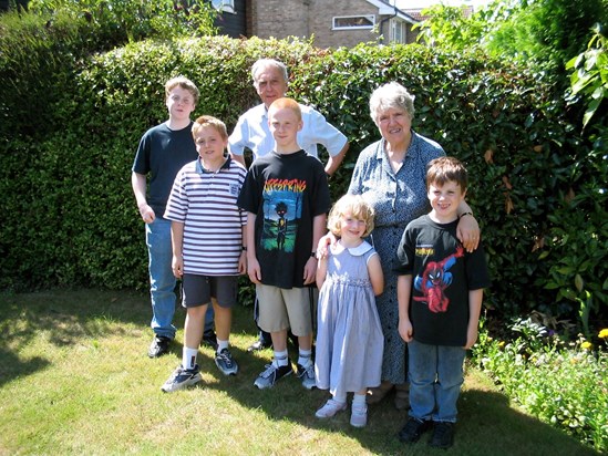 At home in Radlett with June and grandchildren