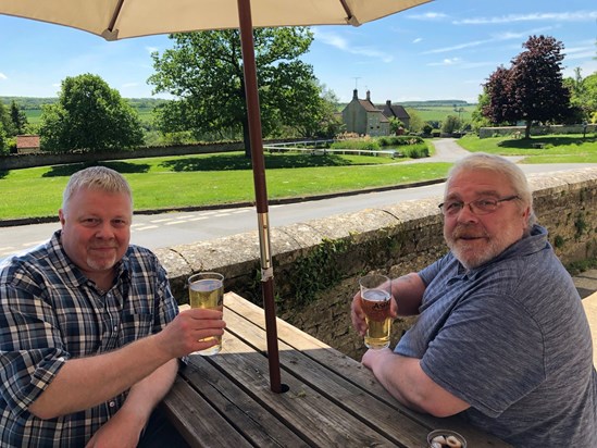 Outside the Exeter Arms in Barrowden, May 2019