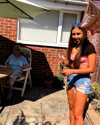 Pat sharing birthday ice creams with Alice on her 18th birthday!