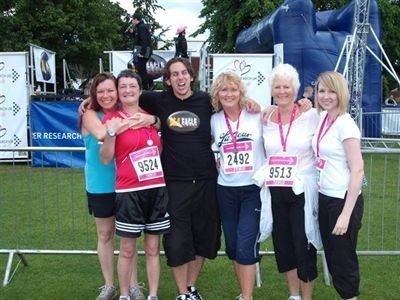 Cancer Research Race for Life 2009 - the gals ran for Susan (random radio bloke in photo - no idea!)