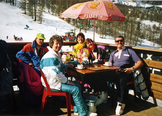 Celebrating Liz & Steve's engagement up on the mountain Feb 1992