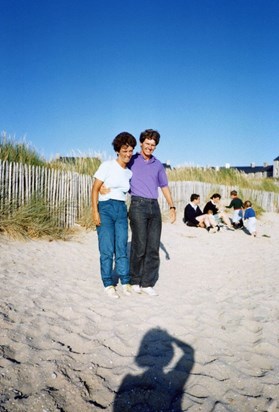 Susan and Pete on the beach in Brittany 1989