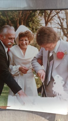 Getting married, with John and Dad