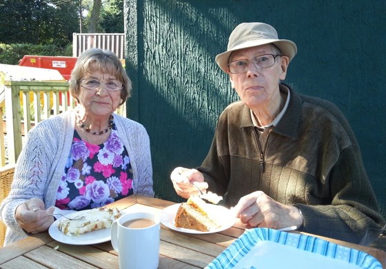 Enjoying a slice of cake on your birthday: August 2016, at Beaumont Park