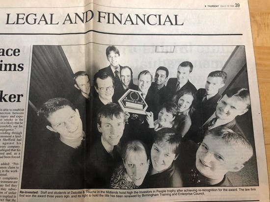 Neil and some other Deloitte & Touche students in the Birmingham Post in 1998