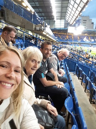 at Chelsea football ground, Jen, Norma, James & Rob