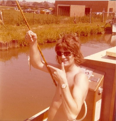 Dad fishing on Canal holiday with Tony Barber