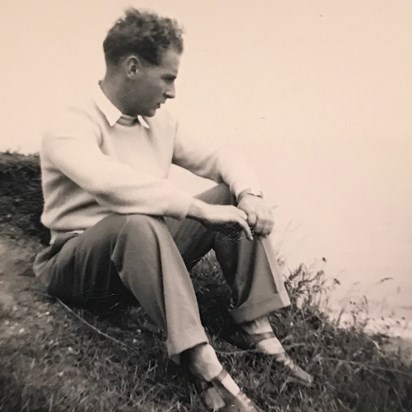 Ben contemplating from a clifftop (location and date unknown)