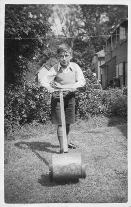 Helping out in the garden during a visit to Aunt Mary's extended family - Shefford, Bedfordshire (1942)