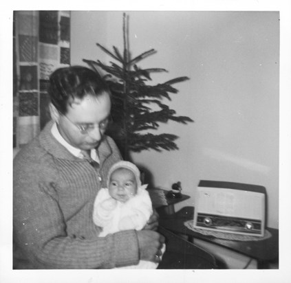 A father for the first time, with Paul - Benhall, Cheltenham (1963)