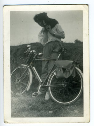 This is dad in August 1955, cycling from Leeds to Tavrane Mayo Eire, with his beloved dog.