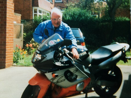 Summer 1999 - Dad trying to steal my Yamaha. 