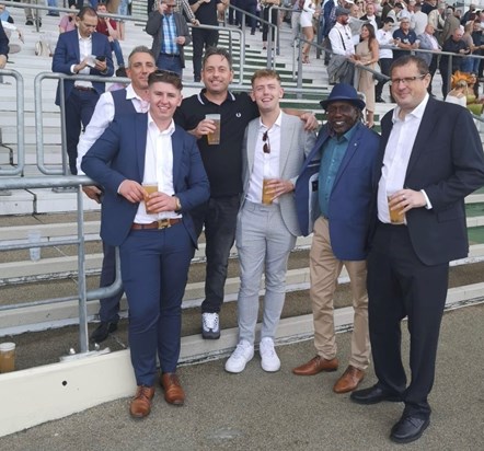 Alan and his pub mates at Ascot racecourse