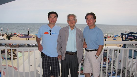 2012 July -- Dad with Philip and John, Ocean City, MD.