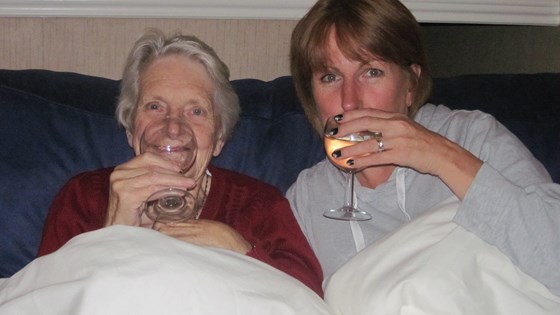 Mum and Julie enjoying our wine.