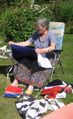 Annette with her beloved flags in France 