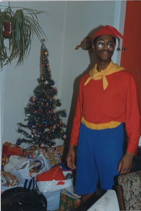 Christmas 1986. Lyndon dressed up for work!