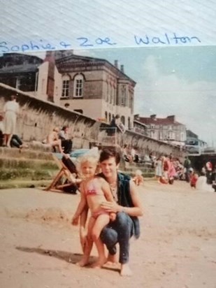 Zoe with my daughter Sophie at Walton Beach 1985