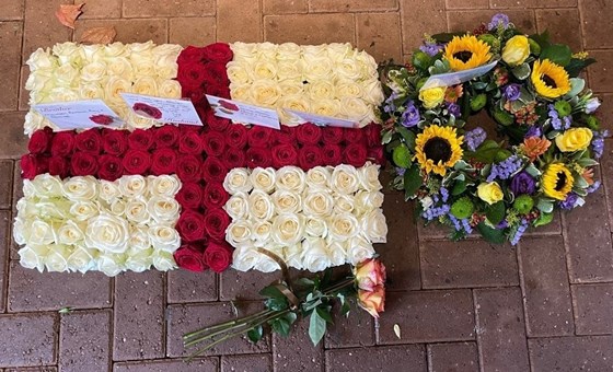 Floral tributes for Michael Aldridge