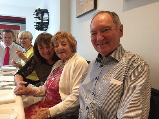 May with her daughter Tina and son Ed on her 90th birthday - June 2016