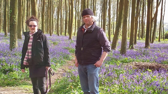 April 2014.  Walking through the bluebell woods at Arundel. Happy days.