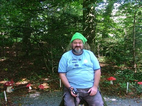 Phil, being a gnome at the gnome reserve Devon!