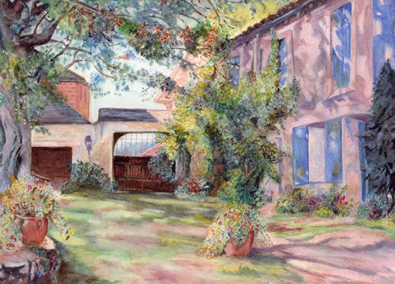 Mary's watercolour of a courtyard in France I think - She painted this in her 80's...