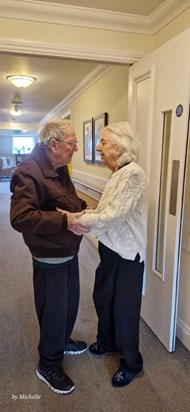 Len and Val saying goodbye after visiting the care home