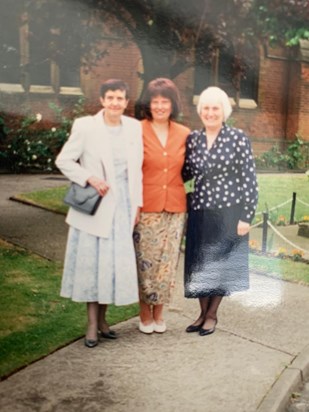 Mum with her very good friend Liz Parslow and Liz’s own mum at a wedding @1995 