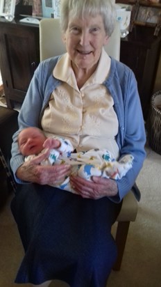 with her first great grandchild Reuben