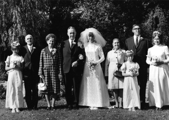 Margaret & John & family on their wedding day