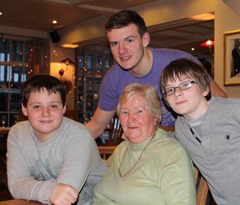 Connie with Rory, Liam and Fintan at Christmas 2012
