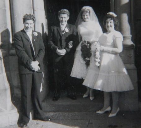 Sept 27 1961 Wedding day, Sligo Cathedral with Eamon and Pat McIlroy