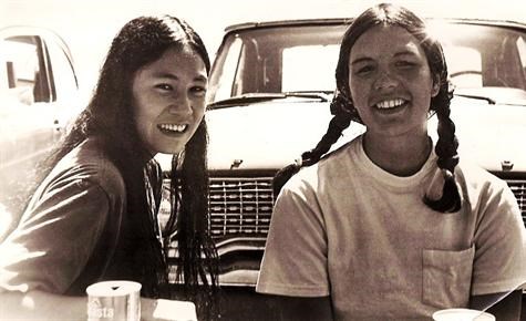 Carmel with her best friend and across the street neighbor, Sheri Mak.  September 1970