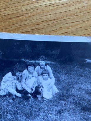 Kim with her big sisters. 