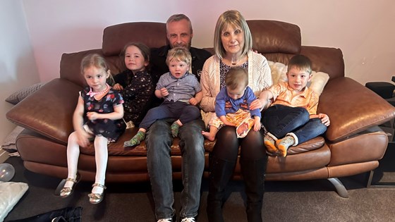 Kim and Andy with all the grandchildren 